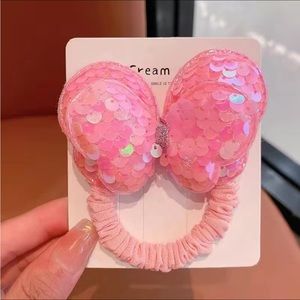 1pc Pink Sequin Butterfly Hair Band Decorative Ties Accessories For Girls
